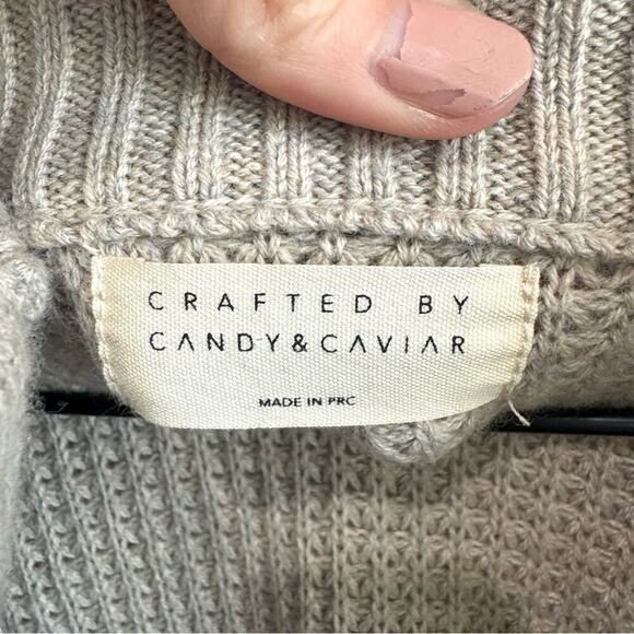 Crafted by Candy & Caviar Men's Medium Wool Cotton Blend Waffle Henley Sweater - Picture 4 of 9